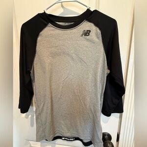 New Balance Baseball 3/4 Sleeve Training Shirt Gray Black Adult Small
